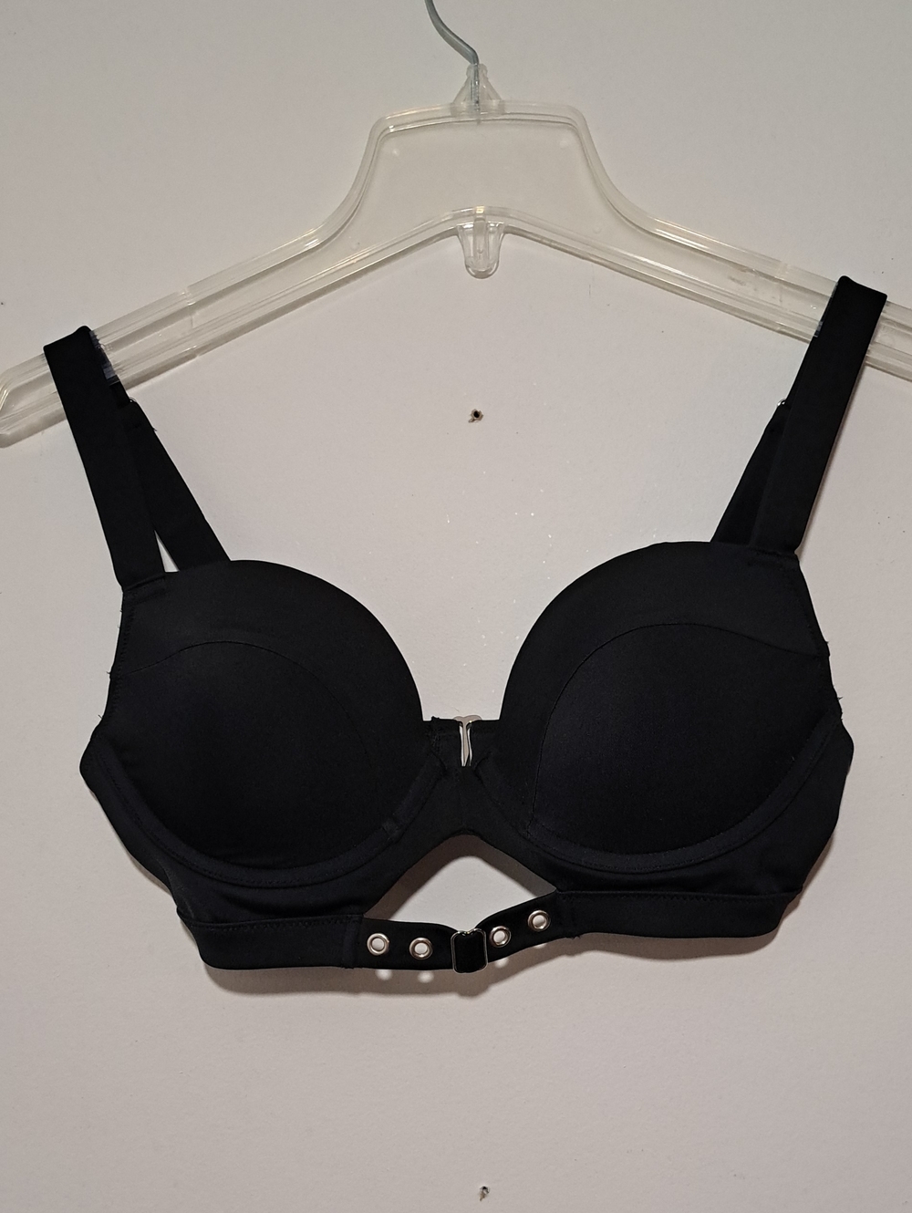 La SENZA Swin Black Front-Snap Padded Underwire Bra With Metal O-rings
